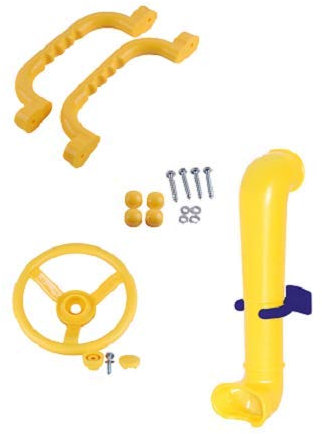 Spielturmzubehör Periskop+Lenkrad+Handgriffe Griffe im Set Spielhaus (rot)