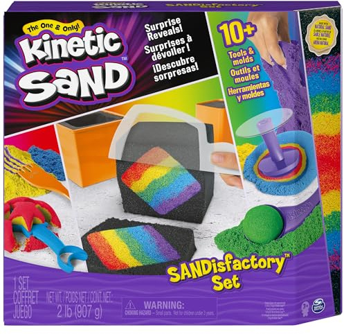 Spin Master 6061653 Kinetic Sand Sandisfactory Set with 2 lbs of Colored and Black Kinetic Sand