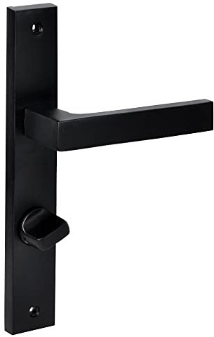Hardware Store Türgriff Türbeschlag Set Drückergarnitur BB PZ WC Schwarz Matt Langschildgarnitur für Innentüren Zimmertüren Türklinke (L 72 WC Badezimmer)