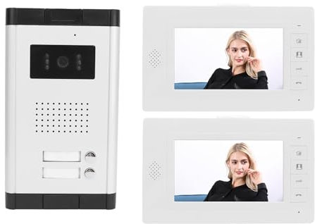 Système D'Interphone Vidéo 2 Unités, Kit de Caméra HD pour Visiophone Filaire avec Caméra de Vision Nocturne Couleur et 2 Moniteurs TFT 7 Pouces, Supportant le Déverrouillage