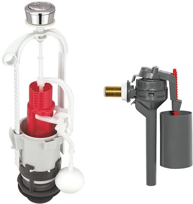 Wirquin 10724352 Chasse d'eau wc mécanisme double chasse MVB & robinet flotteur à alimentation latérale Topy, gris