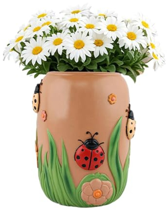 Coccinella – Piantatrice – Coccinella fiori – Resina – Coccinella – Fioriera decorativa moderna per piante grasse, decorazione per la casa, piante grasse, bonsai – per giardino, G