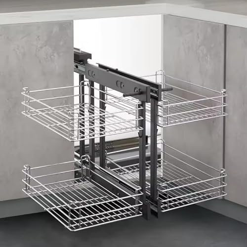 Scatola portaoggetti ad angolo cieco estraibile per armadi da 800 1000 mm, cestino estraibile a 2 strati, apertura sinistra e destra, compatibile, facile installazione inferiore, massimizza lo spazio