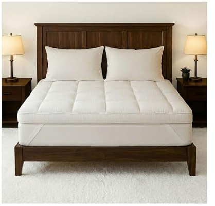 MS LINEN UK Mattress Topper Single Bed – Extra Deep 10 cm thick Single Mattress Topper | Ultra Soft Box Quilted Firm Bed Toppers | Breathable & Non-Allergenic Filling with Elasticated Straps