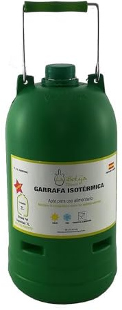 La Botija Garrafa Isotérmica 2L, Triple Capa Aislante, Uso Alimentario, Con Asa Metálica, Verde