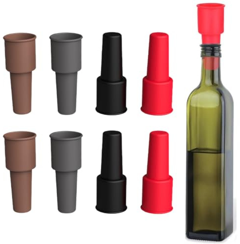 Tappo per Bottiglie di Vino Spumante, 8 PCS Riutilizzabile Tappi per Bottiglie di Vino, Tappo in Silicone per Bottiglie di Vino per Birra, Champagne, Prosecco, Uso Domestico