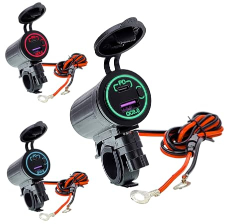 Bike Phone Charger - Black PD Fast Charging Unit, Dual USB Port Adapter, Motorcycle Power Supply, GPS Device Charger | Fast PD for Tel