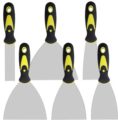 Aoyfuwell 6 Stücke Spachtel Set, Flächenspachtel Trockenbau Werkzeug，Spachtel Werkzeug aus Edelstahl mit Kunststoffgriff，Malerspachtel für Tapeten, Wände & Renovierung.(1-6 Zoll)