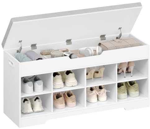 Fobyfurny Banc Meuble à Chaussures, 104 x 32 x 50 cm, Blanc