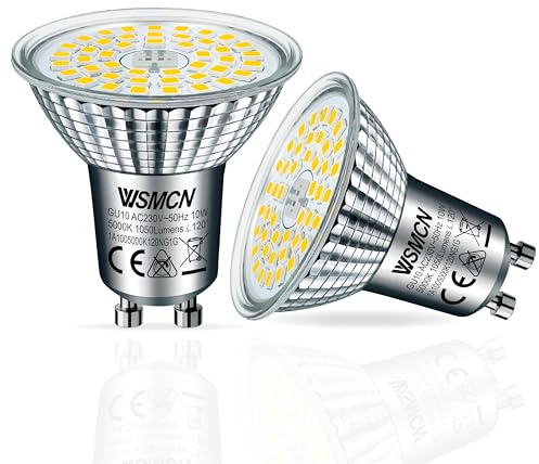 WSMCN Bombillas LED GU10 PAR16 Blanco Frío, 10W Equivalente 140W Halógena, 5000K 1050 Lúmenes, No Regulable, AC 230V, Sin Parpadeos Eficiencia Energética Foco, Ángulo de haz 120 °, Paquete de 2