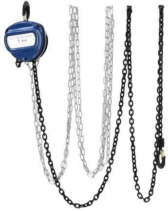 Paranco a catena 1000 kg di portata: verricello manuale con catena da 4 m, puleggia, altezza massima di sollevamento 4 m, paranco a catena in acciaio per silvicoltura e officina