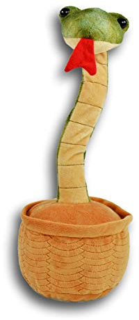 Kögler 76501 - Labertier Schlange Samantha mit tanzendem Hals, ca. 18 cm groß, nachsprechendes Plüschtier mit und Wiedergabefunktion, plappert alles witzig nach und bewegt sich