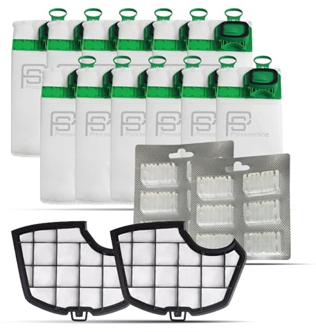 Kit Risparmio 12 Sacchetti Folletto VK140 con Profumatori 12 pezzi, 2 Filtri Griglia Motore, | Ricambi Compatibili per Folletto VK140 | Soluzione Tutto-in-Uno per Casa Sempre Pulita e Ordinata