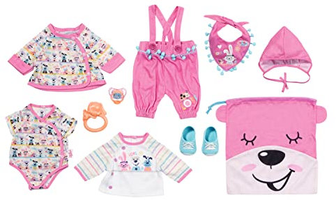 BABY Born 828144 Erstausstattung für 43cm Puppe - Leicht für Kleine Hände, Kreatives Spiel fördert Empathie & Soziale Fähigkeiten, für Kleinkinder ab 3 Jahren - Inklusive Kleidung, Rassel & mehr
