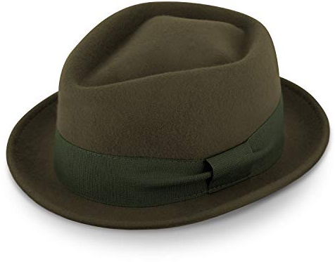 fiebig Medlock Pork Pie Diamond | 100% Woolfelthat with Grosgrain Ribbon | Comfortable Light fit Felthat Made in Italy (59-L, Green)
