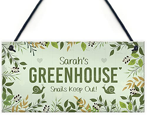 Red Ocean Greenhouse Novelty Personalised Sign For Garden Hanging Garden Shed Decor Sign