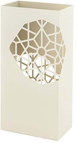 Baroni Home Diseño Moderno Cuadrado con Tallado, Paragueros Originales Blanco con Gancho y Bandeja de Goteo Extraíble para Decorar el Hogar y la Oficina 25x15x50 cm