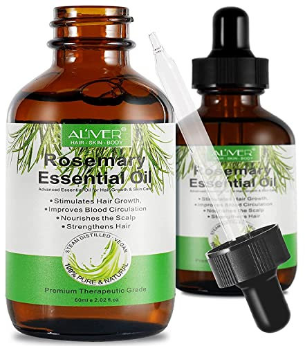 Huile de Romarin Pour Cheveux, Huile de Romarin Pour Les Soins Des Cheveux, Soins De La Peau, Ongles et Cuticules, Nourrir Le Cuir Chevelu, Perte de Cheveux Cuir Chevelu Hommes Femmes, 60ml (Pack 2)