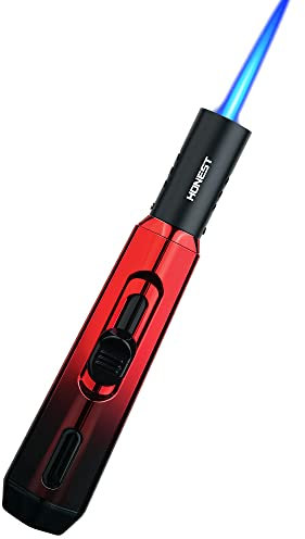 PROMISE Accendino a fiamma a getto singolo, accendino antivento, accendino a gas ricaricabile al butano, fiamma lunga per campeggio, candele, stufa, cottura, aromaterapia(Rosso)