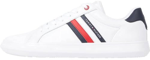Tommy Hilfiger Herren Cupsole Sneaker Essential Leather Cupsole aus Leder, Weiß (White), 42