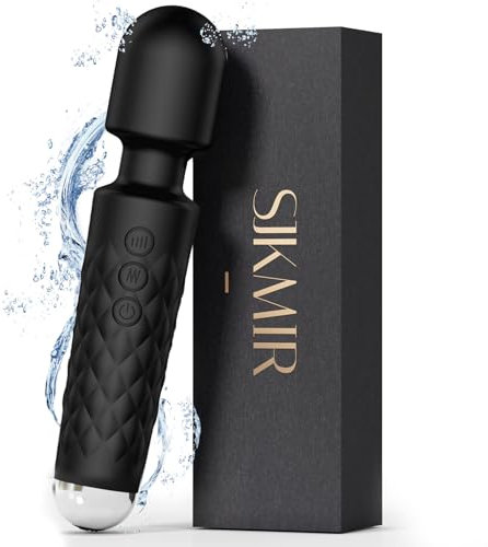 Vibrator, Wand Vibrator Strong Vibrator Wand SJKMIR with 20 Vibration Modes & 8 Speeds, Wands for Adults & Female Vibrator & Wand Massager for Women Quiet Wired (Black)