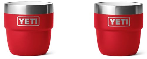 YETI Rambler Espresso Cup, Vacuum Insulated Stainless Steel Stackable Cup, Rescue Red, 2 Pack 4 oz (118 ml)