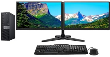 Dell Dual Monitor Trading Setup OptiPlex 5070 SFF PC - Intel Core i5 9th Gen, With 2 x 23 Matching HD 1080p Monitors, Leg Base Stand, Windows 11 Pro OS (Renewed) (32GB DDR4 RAM - 1TB SSD)