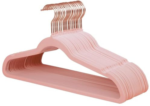 Stormix 22er-Pack Kleiderbügel aus Samt, 17,3 x 8,9 Zoll Kleiderbügel, rutschfeste Kleiderbügel mit Schulterkerben für Erwachsene Rosa (Rosengold-Haken)