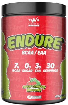 TWP Nutrition Platinum Series Endure, EAAs & BCAAs Electrolyte Blend Pre, Intra and Post Workout, Zero Sugar, 510g and 30 Servings, 20 Great Flavours (Sour Cherry Limeade)