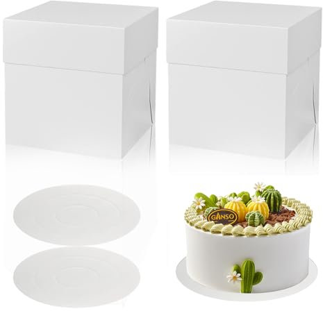 WIYETY Lot de 2 boîtes à gâteau : boîte à gâteau en carton, boîte à gâteau, boîte à gâteau blanche pour cupcake, boîte de transport, pâtisseries (30,5 cm x 30,5 cm x 30,5 cm)