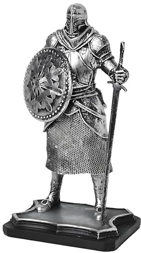 YORISMAL Decoración de caballero de plata, decoración creativa para sala de estar, oficina, armario de TV para el hogar, entrada, manualidades, figuras en estantes, estatua de caballero, hecha de
