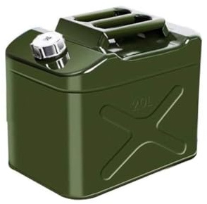 DVTFRUI Jerricane À Essence INOX Verte Extra Épaisse Résistante Durable pour Stockage Extérieur, Garage, Transport De Carburant,20L