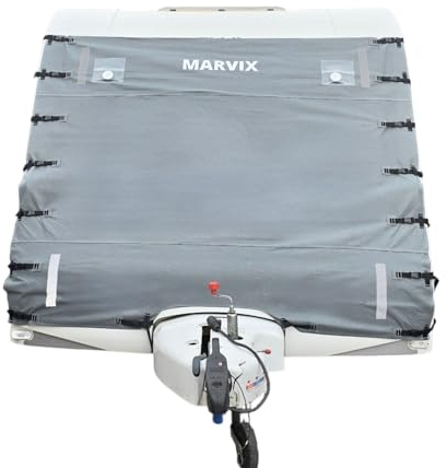 MARVIX Caravan Front Cover Towing Protector Universal Fit Grey High Visibility Weatherproof Durable Front Cover
