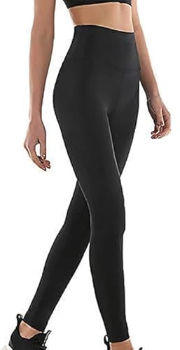HENESE viktminskning byxor bastu neopren kvinnor termiska leggings hot thermal bastu svett shaper för fitness, svart, L