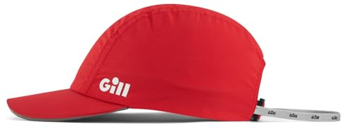 Gill Regatta Sailing Cap Hat - 50+ UV Protection, Moisture-Wicking, Quick Drying with Retainer Clip (Red, One Size)