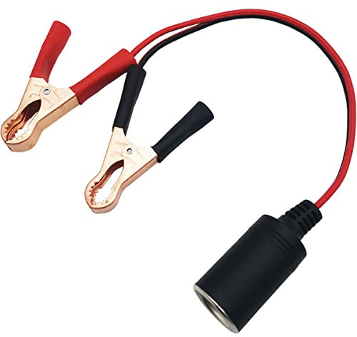 CTRICALVER Adattatore Accendisigari 12V / 24V, Presa Accendisigari Femmina con Circa 25 cm 16AWG Cavo e pinze per Cavi Batteria (1 Pezzi)
