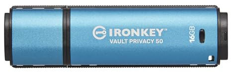 Kingston IronKey Vault Privacy 50 FIPS 197-zertifizierter und mit XTS-AES 256-Bit verschlüsselter USB-Stick für mehr Datenschutz - IKVP50/16GB