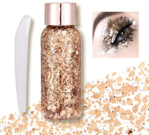 Body & Face Glitter Gel - Sparkling Festival Party Lotion - Rose Gold