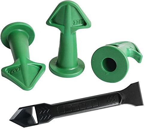 gofidin 3 Pcs Caulking Nozzle Applicator Finishing Tool Spatula Plastic Glue Shovel Tile Brick Joints Floor Silicone Remover Hand Tool Set(6.5R, 10R, 13R)