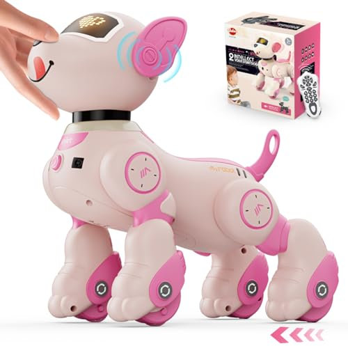 VATOS Roboter Hund Kinder Ferngesteuerter Spielzeug - Sprach und 2,4 GHz Fernsteuerung Haustier Roboterhund mit 20+ Funktionen, Programmierbarer Tanz Musik RC Roboter Hund für Kinder 3-12 Jahren