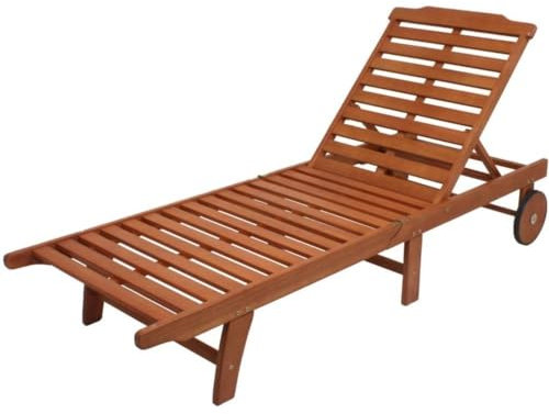 möbelando Gartenliege >Palm Springs< in Holz aus Eukalyptus - 197x69x30cm (LxBxH)