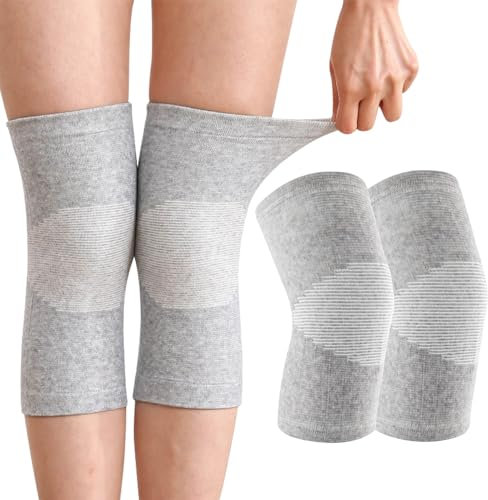 Bambus Kniebandage Mit Kompression,Bambus Kniebandage,Kniebandage Männer Damen, Knie Bandagen Damen,Kniebandage Damen Arthrose,Knee Sleeves,Knieorthese Kniebandage Sport-Knieschoner (Grau,XL)