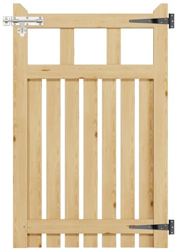 INMOZATA Garden Gate Wooden Pedestrian Gate with Gate Lock and Hinge, 2.5ft Wide x 4ft High (76cm Wide*120cm High)