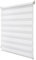 Joydeco Doppelrollo ohne Bohren mit Klemmfix und Anti-Verhedderungszubehör stufenlos verstellbar lichtdurchlässig verdunkelnd Weiß B45 x H130 cm(Stoffbreite 41cm)