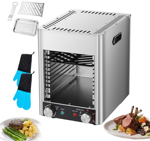 forplubossmmp Griglia Elettrica per Bistecche, Fornello Teppanyaki per Bistecche da 1700W, Padella per Barbecue Elettrica per Uso Commerciale E Domestico, Acciaio Inossidabile (con 2 Guanti,Griglia)