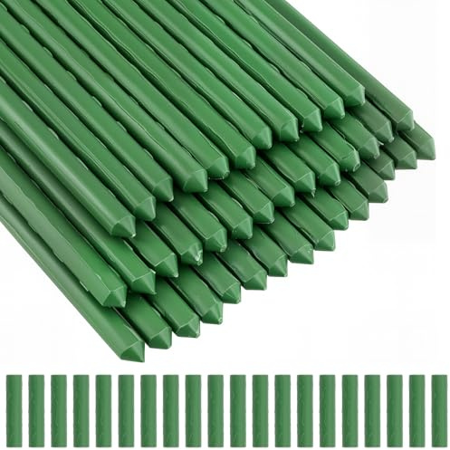 JIEHIN 40 stycken växtstöd växtstavar 40 cm, tomatstavar med 20 växtstavsanslutningar 11 mm, plastbelagt blomstöd trädgård, växtstöd för krukväxter, tomater, krukväxter