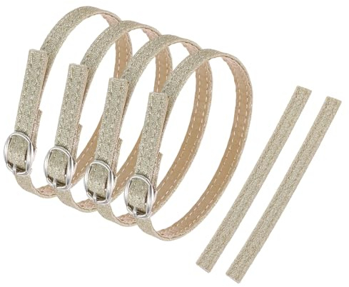 QUARKZMAN correas de tobillo repuesto para tacones 2 pares oro claro mate | correas para zapatos desmontables, bandas para zapatos de cuero PU