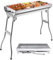 Portable Charcoal Grill BBQ - 28.7 x 13 x 6.3 inch, Large Folding Stainless Steel Lightweight Smoky Barbecue Grill for Skewers, Burgers & Steaks - Camping, Picnic, Backyard & Outdoor Cooking