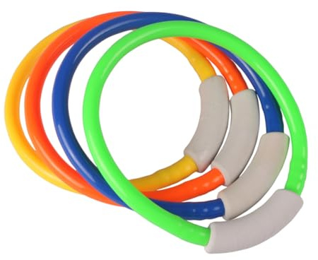 Hohopeti Anelli per Immersioni Subacquee Colorati 4 Pezzi, Giocattolo da Piscina per Addestramento al Nuoto e Immersioni, Accessorio Divertente per Giochi in Acqua