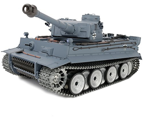 1/16 2.4ghz Remote Control German Tiger I Gray Color Tank Adults Model Toy(Upgraded/Metal Road Wheel & Tracks & Sprocket Wheel & Idle Wheel)(Steel Gear Gearbox)(5000mah Nimh Battery)(Airsoft)